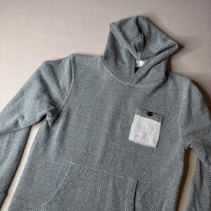 Unionbay Gray Waffle Knit Surf Hoodie Womens XL 16/18 Textured Pocket Sweatshirt